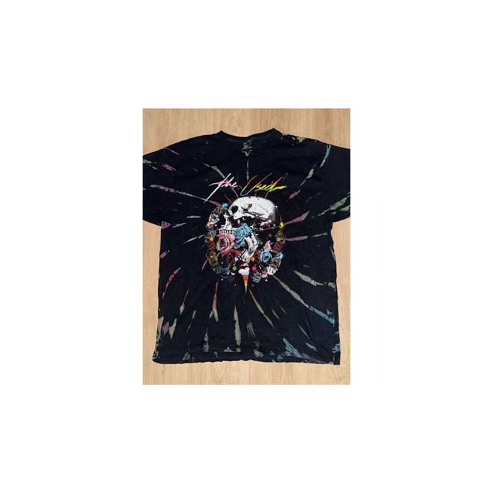 THE USED X THE ALLY COALITION Tie-Dye Skull Graphic Tee with Colorful Roses